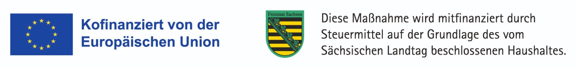 Kofinanziert von der Europäischen Union. Diese Maßnahme wird mitfinanziert durch Steuermittel auf der Grundlage des vom Sächsischen Landtag beschlossenen Haushaltes.